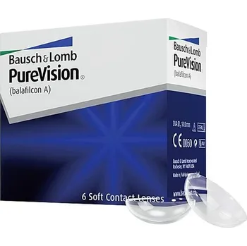 Brýlová obroučka Měsíční kontaktní čočky Bausch + Lomb PureVision, sférické, měkké, 6 kusů / BC 8,6 mm / DIA 14 /