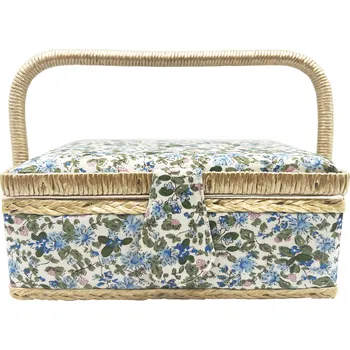 Úložný box Košíček na ruční práce modré květy
