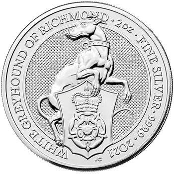 Stříbrná mince 2 Oz White Greyhound of Richmond The Queens Beasts 2021