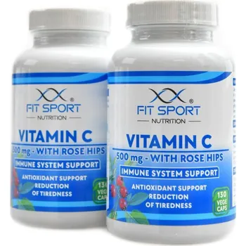 FitSport Nutrition Vitamin C 500 mg with rose hips 2 x 130 vege kapslí DUOPACK