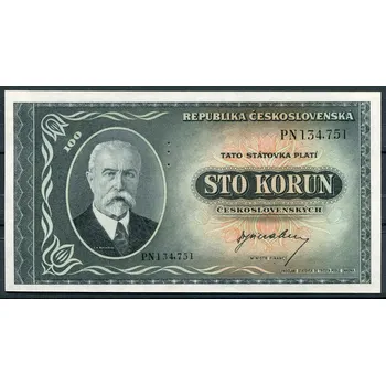 Československo (P 63s) 100 Korun (1945), UNC (svislá perf. 3 body) PN série