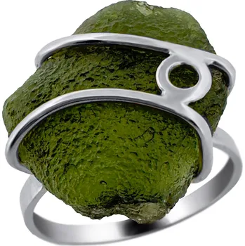 Prsten Vltavín Moldavite Stříbrný prsten s vltavínem P35 0073