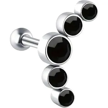 Náušnice Troli Podélná ocelová single náušnice s černými zirkony VHLLE00669SBLK + 2 měsíce na vrácení zboží