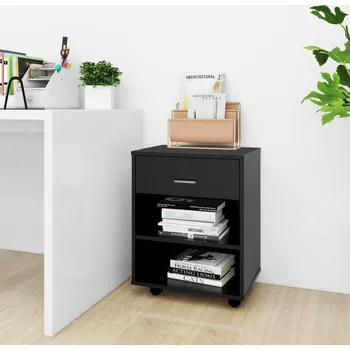 Skříňka na kolečkách dřevotříska 46 x 36 x 59 cm, černá