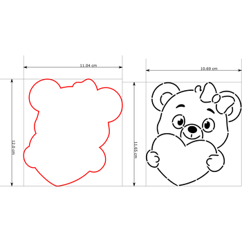 Vykrajovátko Naše Vykrajovátko Valentýnský medvídek 3 - sada vykrajovátko + šablona Velikost: 12 cm Vykrajovátko