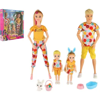 Panenka Teddies Panenka s panáčkem 30 cm s dětmi 2 ks - rodina s doplňky