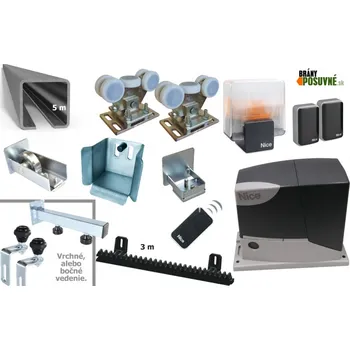 Pohon brány Sada pro výrobu samonosné posuvné brány do 3,5 m s pohonem NICE 70×70×4 (SADA-09) Typ vedení: Boční vedení, Typ rolen: Kovové role