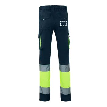 Pánské kalhoty VL ZEUS. Dvoubarevné strečové kalhoty s mnoha kapsami (240 g/m²), z bavlny (46 %), EME (38 %) a polyesteru (16 %) Transfer (max. 4 barvy, 100 x 70mm) 4 barvy 5 Zadní kapsa