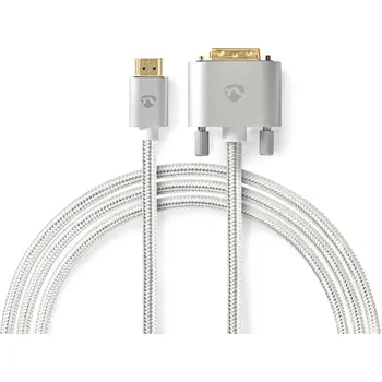 Kabel NEDIS HDMI™ Kabel | Konektor HDMI ™ | DVI-D 24+1 Zástrčka | 2560x1600 | Pozlacené | 2.00 m | Přímý | Opletený | Stříbrná | Box s Okénkem