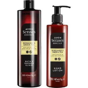 AVON Sada Essence bergamot & zelený čaj – sprchový a koupelový gel 500 ml + mléko na ruce 250 ml