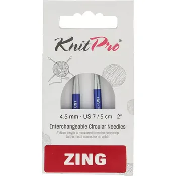 Nástroj na niť a příze KnitPro Zing vyměnné kruhové jehlice 5Cm 4,5mm (Special IC Interchangeable Needles 4,5 mm)