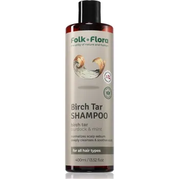 Šampon Folk & Flora Birch Tar hluboce čisticí šampon pro suchou a svědící pokožku 400 ml