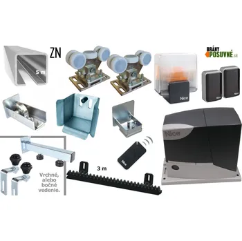 Pohon brány Sada pro výrobu samonosné posuvné brány do 3,5m, ZN C-profil a pohon 70×70×4 (SADA-09-ZN) Typ vedení: Boční vedení, Typ rolen: Kovové role