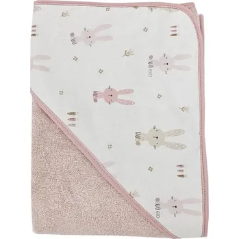 Osuška králík, růžová, 100 × 100 cm