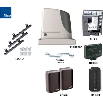 Pohon brány Sada pohonu pro posuvnou bránu do 2500 kg/18 m - NICE Run RUN2500 (E)