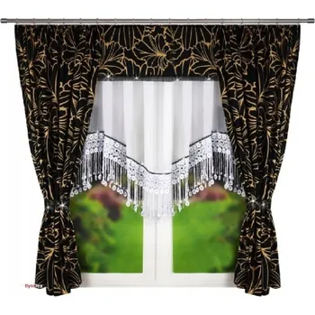 Vánoční dekorace Fliying Sada záclon se závěsem LG 238 černá/zlatá