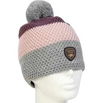 Čepice Giants Fishing Zimní Čepice Dámská Tříbarevná s Bambulkou