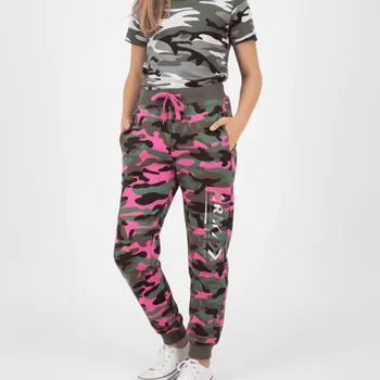 DÍVČÍ MASKÁČOVÉ TEPLÁKY BAVLNA NEZATEPLENÉ NOVINKA Barva: Růžový maskáč, Velikost: 140