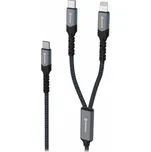 Swissten nabíjecí kabel 2v1 USB-C / USB-C + lightning 100w 1,5 m černý