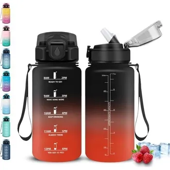 Termoska Dětská láhev na vodu, 500 ml, s brčkem, snadno se čistí, nepropustná, s ukazatelem času, vhodná do