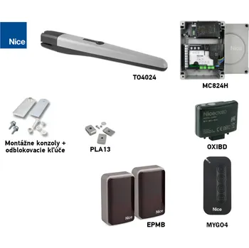 Pohon brány Sada pohonu NICE Toona 4024 pro jednokřídlou bránu do 3 m/500 kg s fotobuňkami