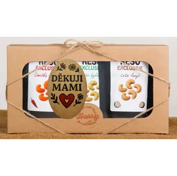 Dárkový potravinový koš Dárková sada Kešu EXCLUSIVE mix Letní lanýž + směs bylinek + Limetka Chilli Děkuji Mami (Dárková sada Kešu EXCLUSIVE mix Letní lanýž + směs bylinek + Limetka Chilli Děkuji Mami)