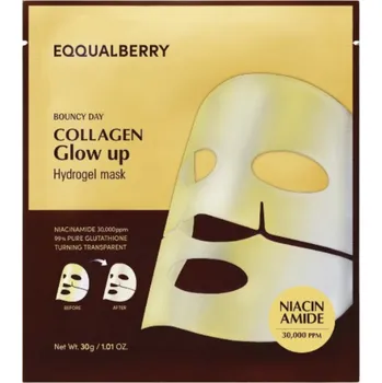 Pleťová maska EQQUALBERRY - COLLAGEN GLOW UP HYDROGEL MASK - Intenzivní liftingová a rozjasňující hydrogelová maska s kolagenem, niacinamidem a glutatiónem 1 ks
