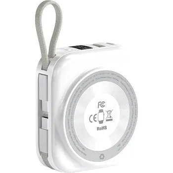 Powerbanka Choetech 10000mAh LED display Dual Type-c Cable Out power bank for Mobile and Apple watch-Silver