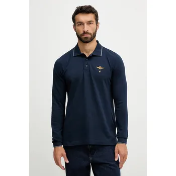 Pánské tričko Bavlněné tričko s dlouhým rukávem Aeronautica Militare PO1653UP00082 námořnická modř 59X, vel. M