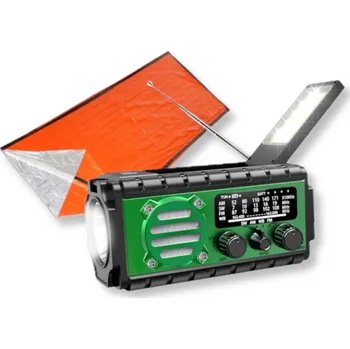 Powerbanka Green Power Nouzové rádio s powerbankou 20 000 mAh – nouzová sada s bivakovacím spacákem Červená