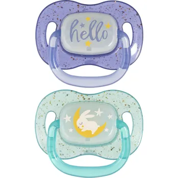 Canpol babies Dudlík svítící silikonový symetrický NIGHTGLOW 6-18m 2ks kluk