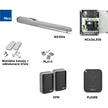 Pohon brány Sada pohonu NICE Wingo 3524 pro jednokřídlou bránu do 3,5 m/500 kg s fotobuňkami