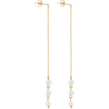 Náušnice Troli Dlouhé pozlacené náušnice s pravými perlami VAAJDE2023196G + 2 měsíce na vrácení zboží
