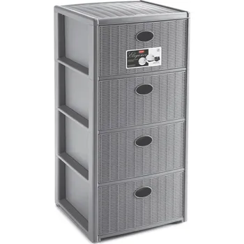Úložný box STEFANPLAST Úložný plastový regál Elegance, 4 zásuvky, šedý