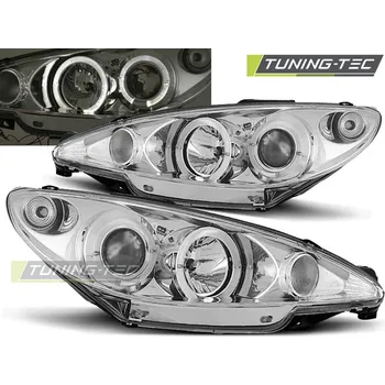 Osvětlení automobilu Tuning-Tec Přední čirá světla Peugeot 206 (2002 - 2009 - chromované - Angel Eyes
