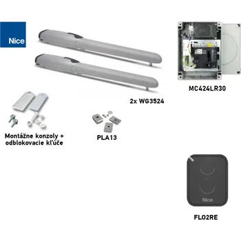 Pohon brány Sada pohonu NICE Wingo 3524 pro dvoukřídlou bránu - jedno křídlo 3,5 m/500 kg