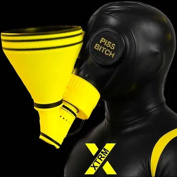 XTRM GP5 Piss Mask System with Mask žlutá 2Y, plynová maska s trychtýřem pro piss play