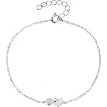 Náramek JKB Jewel Stříbrný náramek se srdíčkem a bílým opálem