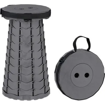 Teleskopická stolička Relaxdays, skládací, popruh na nošení, venkovní, výškově nastavitelná