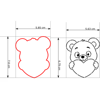 Vykrajovátko Naše Vykrajovátko Valentýnský medvídek 4 - sada vykrajovátko + šablona Velikost: 7 cm Vykrajovátko