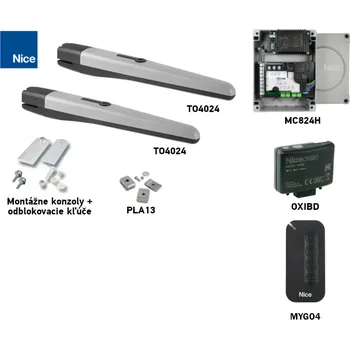 Pohon brány Sada pohonu NICE Toona 4024 pro dvoukřídlou bránu - jedno křídlo 3m/500kg