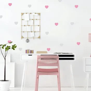 Inspio Šedé a růžové samolepky srdíček pro dívku