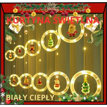 Vánoční dekorace Girlanda vánoční záclona na okno koule vánoční baňky Mikuláš Vánoce 3 m + dálkové ovládání