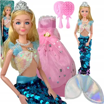 Panenka PANENKA Kouzelná FLITROVÁ MOŘSKÁ VÍLA DUHOVÁ pohyblivé klouby Příslušenství ŠATY