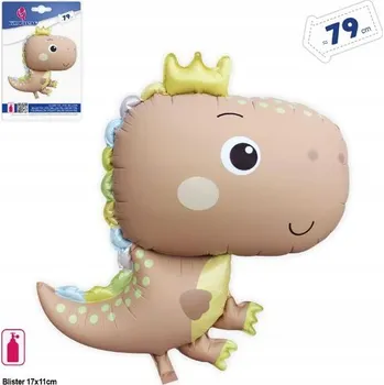 Balónek Fóliový balónek MATNÝ PASTELOVÝ Dinosaurus s korunkou 79 cm