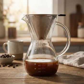 Příprava kávy Dripper / filtr na kávu z nerezové oceli se džbánem 0,8 l