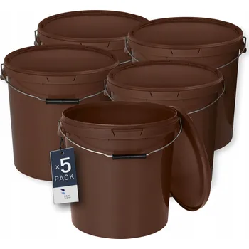 Dóza na potraviny 5x Vědro na potraviny 20L Hnědé s víkem
