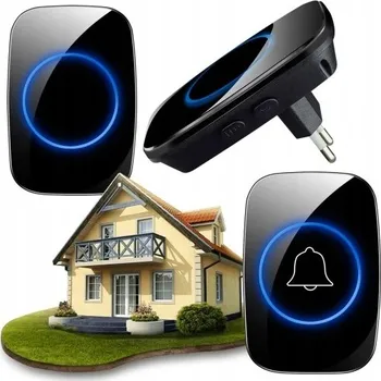 Domovní zvonek Bezdrátový Zvonek ke Dveřím, 60 Melodií, Dosah 300 m, Velký Přijímač