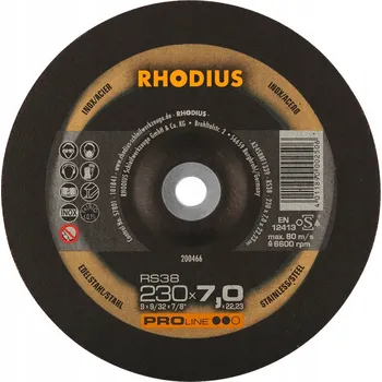 Brusný kotouč RHODIUS 230 x 7,0 x 22,23 F27 RS38 PRO INOX Kotouč na nerezovou ocel PRO