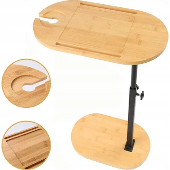 Konferenční stolek ODKLÁDACÍ STOLEK K VANĚ, DO OBÝVÁKU, KE KÁVĚ, K POSTELI - BAMBUSOVÝ, NASTAVITELNÁ VÝŠKA